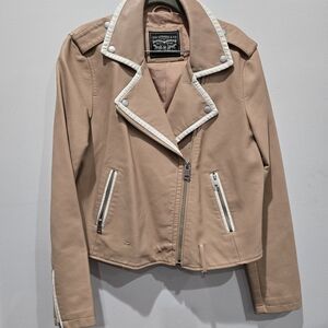 Levi's Women's Beige Moto Jacket with Contrast Trim